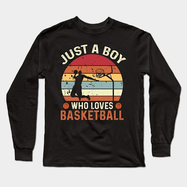 Retro Basketball Lover Boys Basketball Player Long Sleeve T-Shirt by PaulAksenov